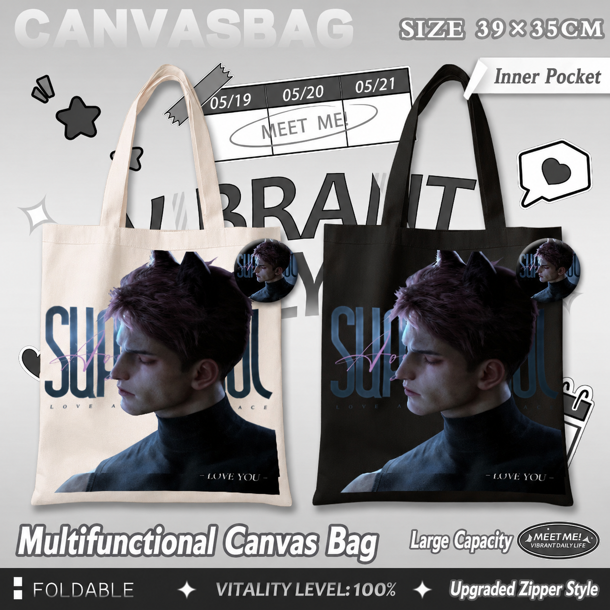 VALKO-Canvas Bag 39*35cm(15.35*13.78inch)