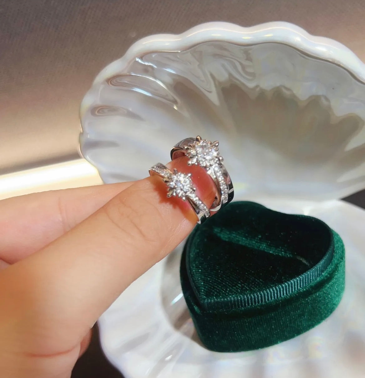 ZAYNE-1 Pair lv.100 Affinity Snowflake Couple's Ring, Premium Zirconia Setting Open Ring(6.5 US Size, can be adjusted 6.5 to 9)