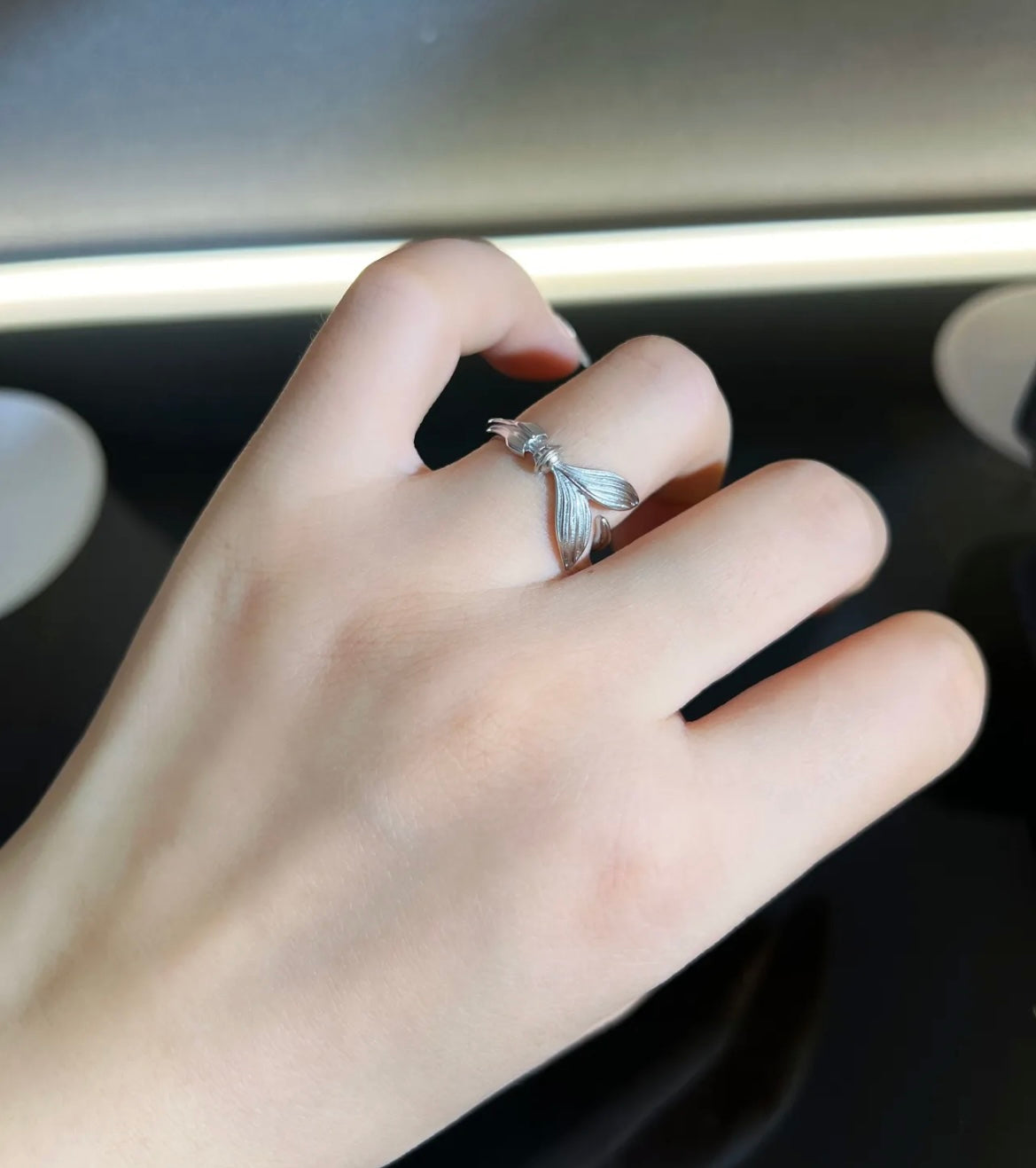 RAFAYEL-Fishtail Beacon "Ring & Earrings & Necklace" 3 Piece Set (Necklace 40+5cm, Open Ring can be adjusted 6 to 9 US Size)