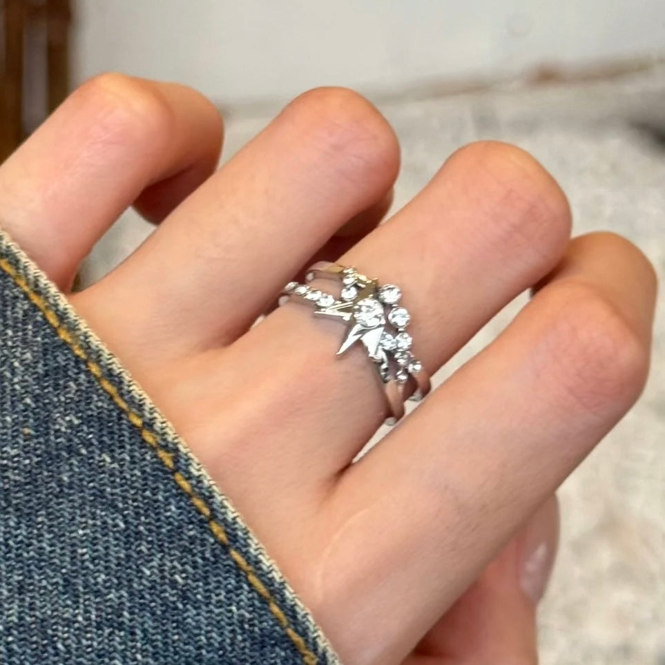 CALEB-Wayward Wonderland Wedding Card Ring, Open Ring(Adjustable, Can Be Adjusted 6 to 9)
