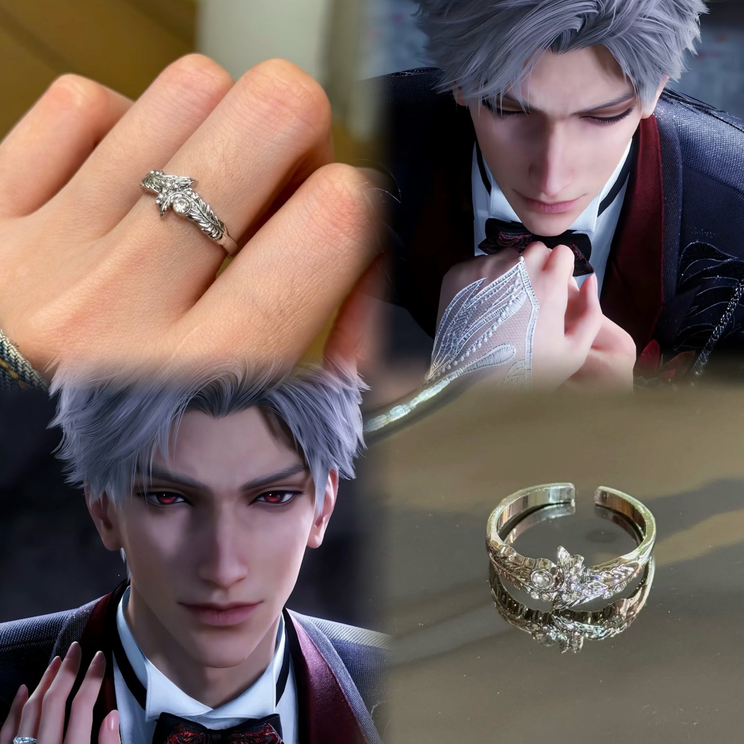 SYLUS-Alternative Darkborne Wedding Card Ring, Open Ring(Adjustable, Can Be Adjusted 6 to 9)