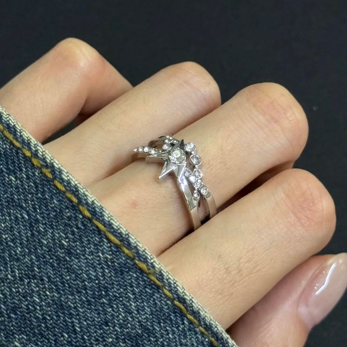 SYLUS-Alternative Darkborne Wedding Card Ring, Open Ring(Adjustable, Can Be Adjusted 6 to 9)