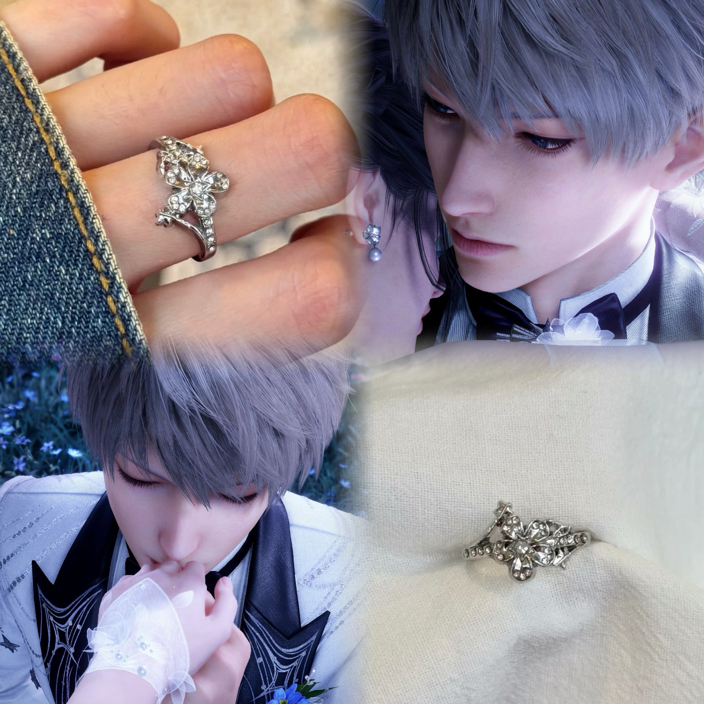 XAVIER-Starfall Sanctuary Wedding Card Ring, Open Ring(Adjustable, Can Be Adjusted 6 to 9)
