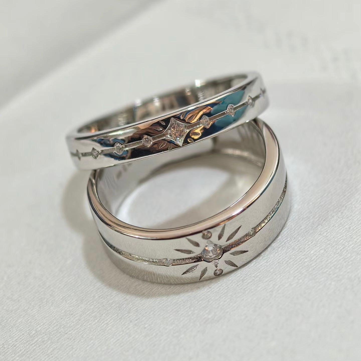 XAVIER-1 Pair lv.100 Affinity Couple's Ring, Premium Zirconia Setting Open Ring (Adjustable, Can Be Adjusted 6 to 9)