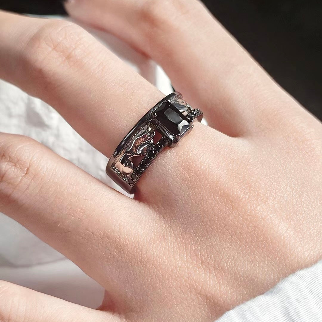 SYLUS-1 Pair lv.100 Affinity Couple's Ring, Premium Zirconia Setting Open Ring(Adjustable, Can Be Adjusted 6 to 9)