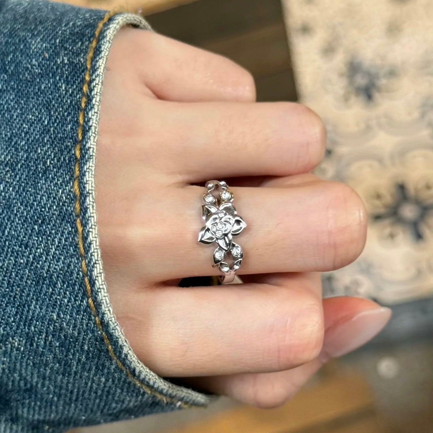 ZAYNE-Iceborn Warmth Wedding Card Ring, Open Ring(Adjustable, Can Be Adjusted 6 to 9)
