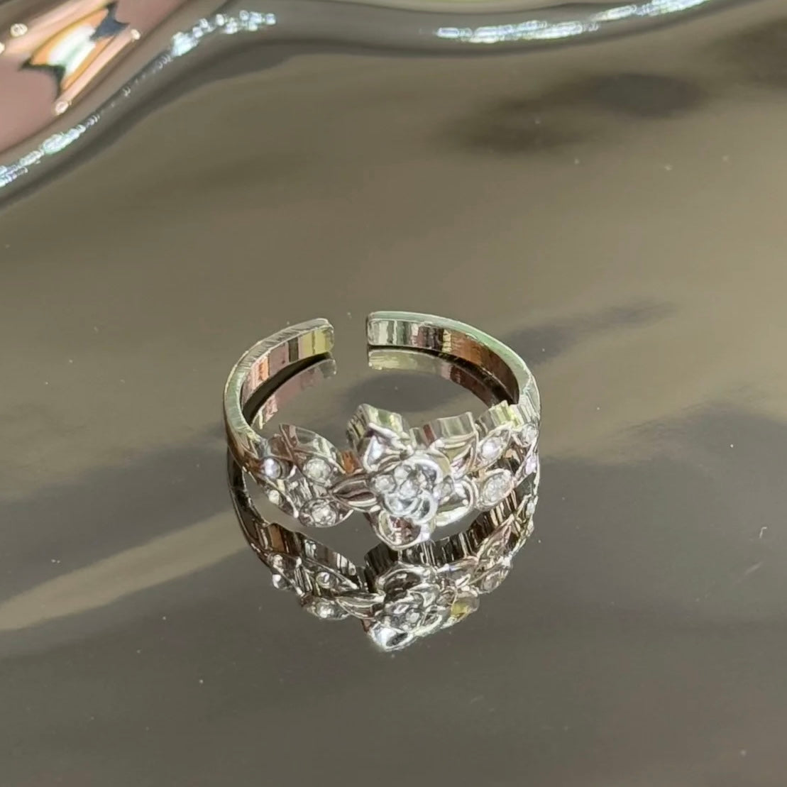 ZAYNE-Iceborn Warmth Wedding Card Ring, Open Ring(Adjustable, Can Be Adjusted 6 to 9)