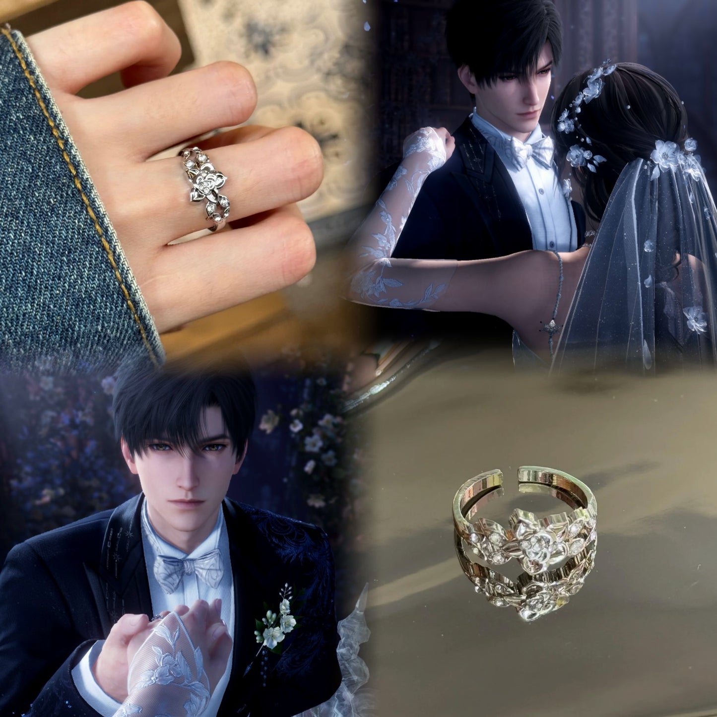 ZAYNE-Iceborn Warmth Wedding Card Ring, Open Ring(Adjustable, Can Be Adjusted 6 to 9)