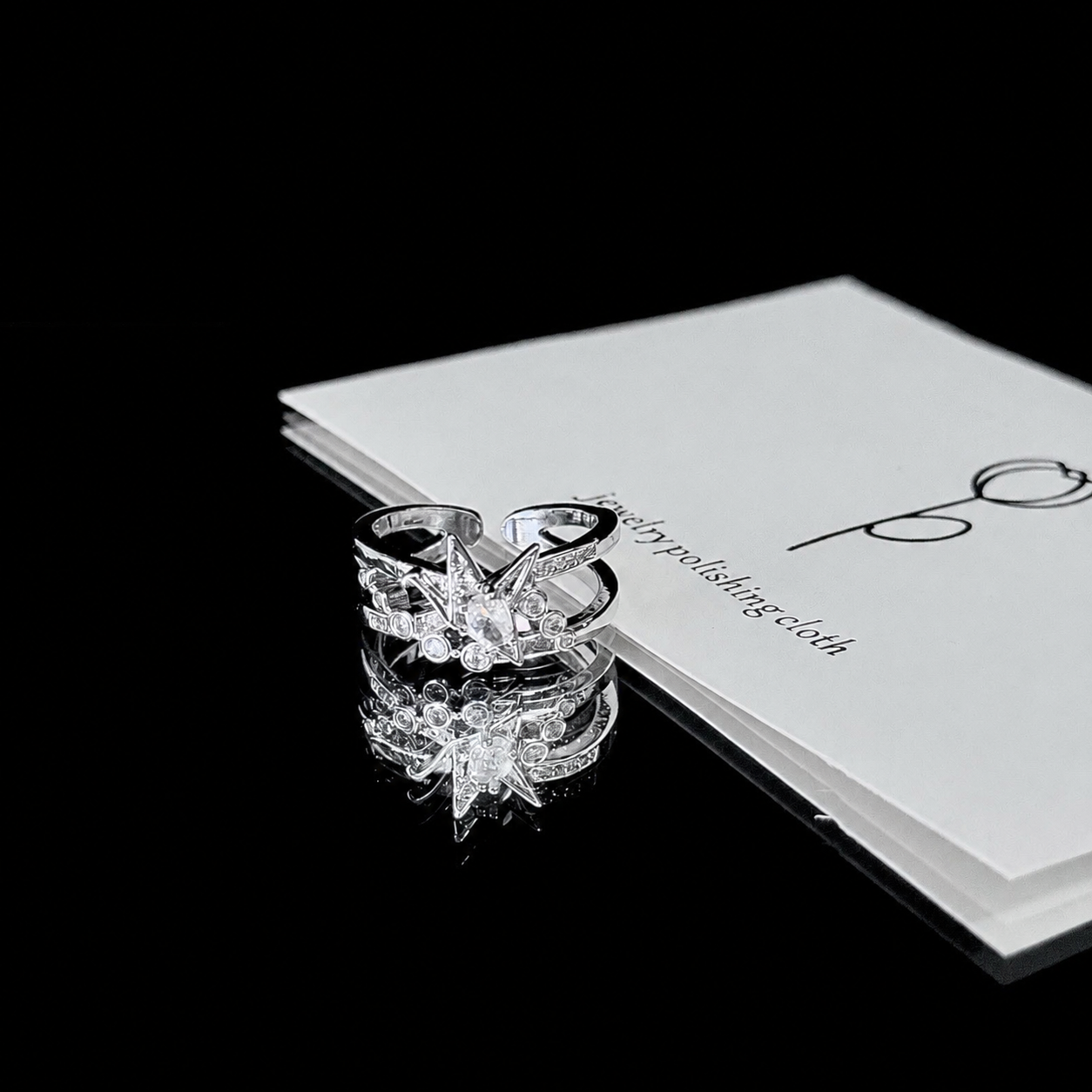 CALEB-Wayward Wonderland Wedding Card Ring, Open Ring(Adjustable, Can Be Adjusted 6 to 9)