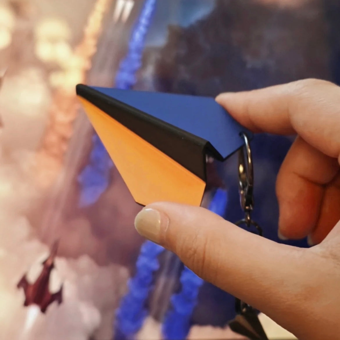 CALEB-Dawn and Dusk Skyline Small Plane with PU leather Keychain