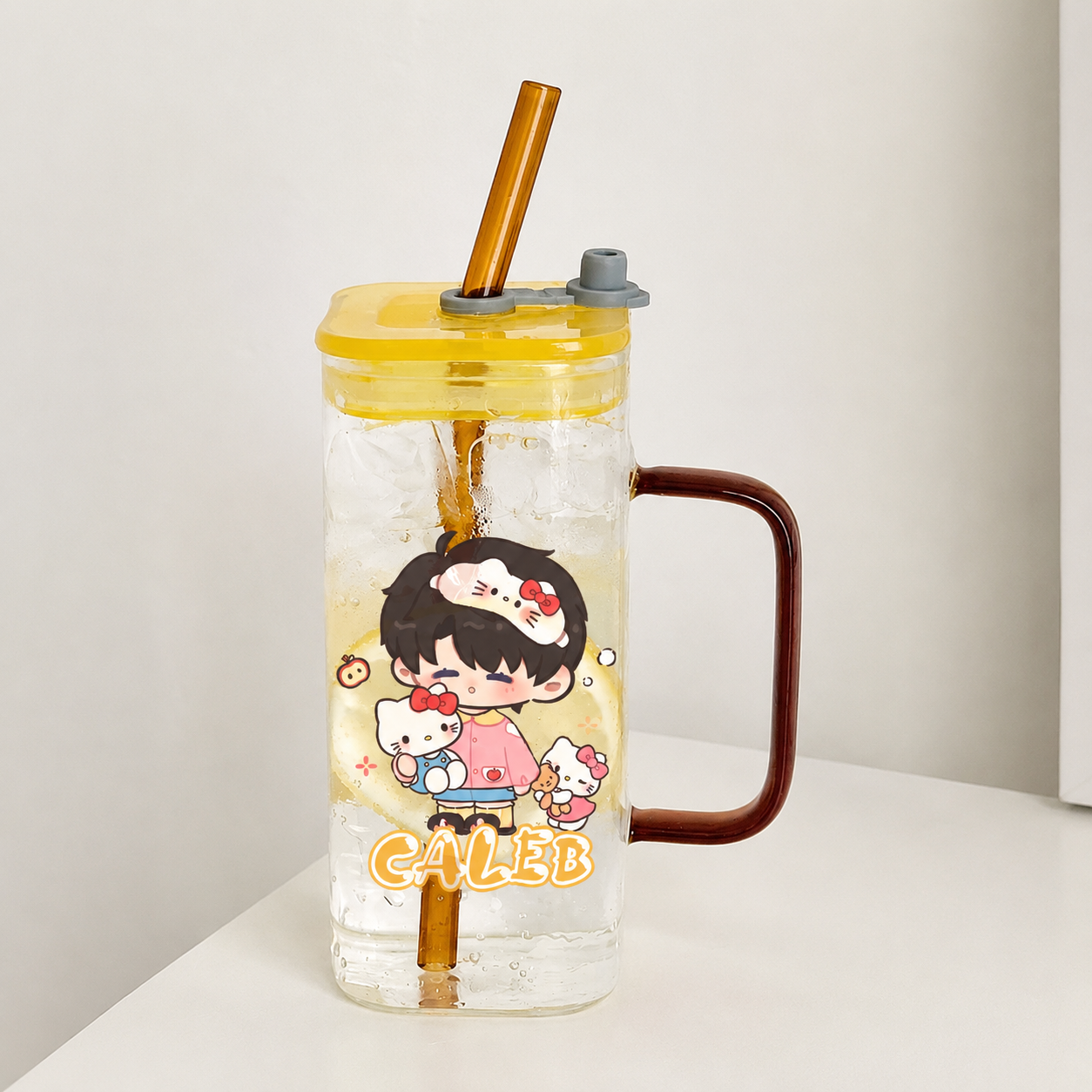 CALEB-Square Glass Straw Cup 400ml 【Presale,Ships within 10 days】