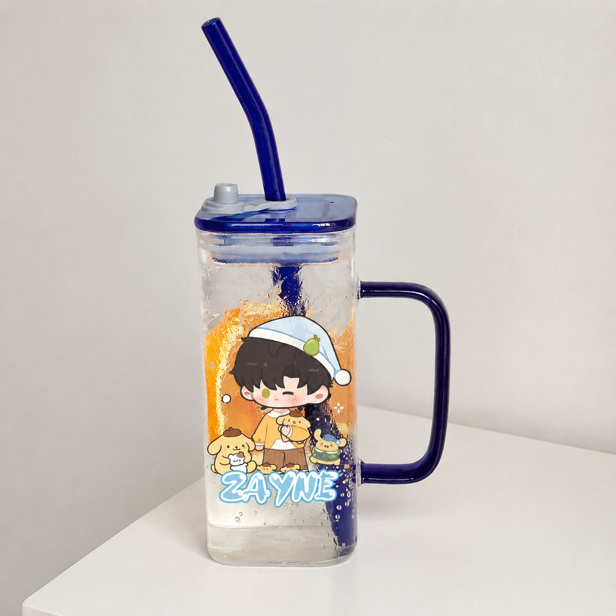 CALEB-Square Glass Straw Cup 400ml 【Presale,Ships within 10 days】