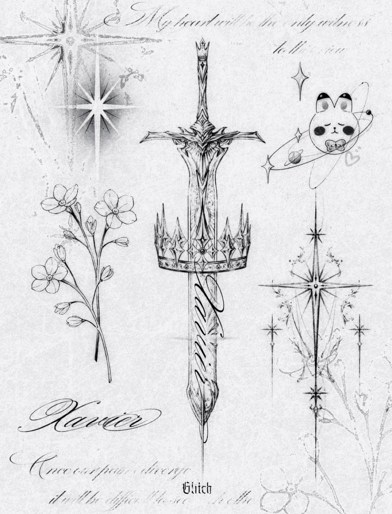 XAVIER-Herbal Grass Texture Tattoo Sticker