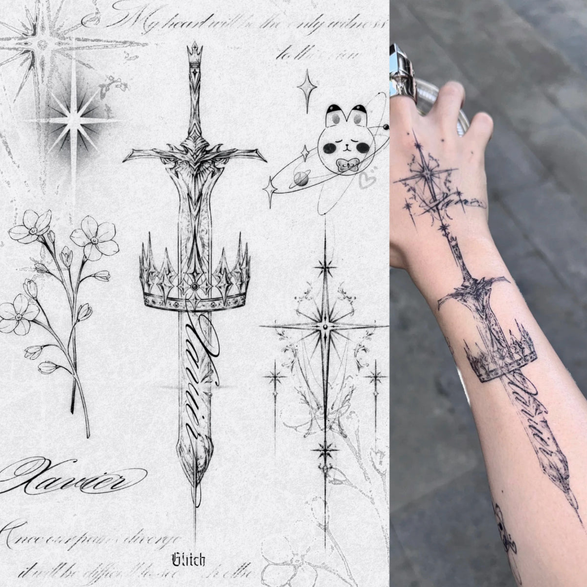 XAVIER-Herbal Grass Texture Tattoo Sticker