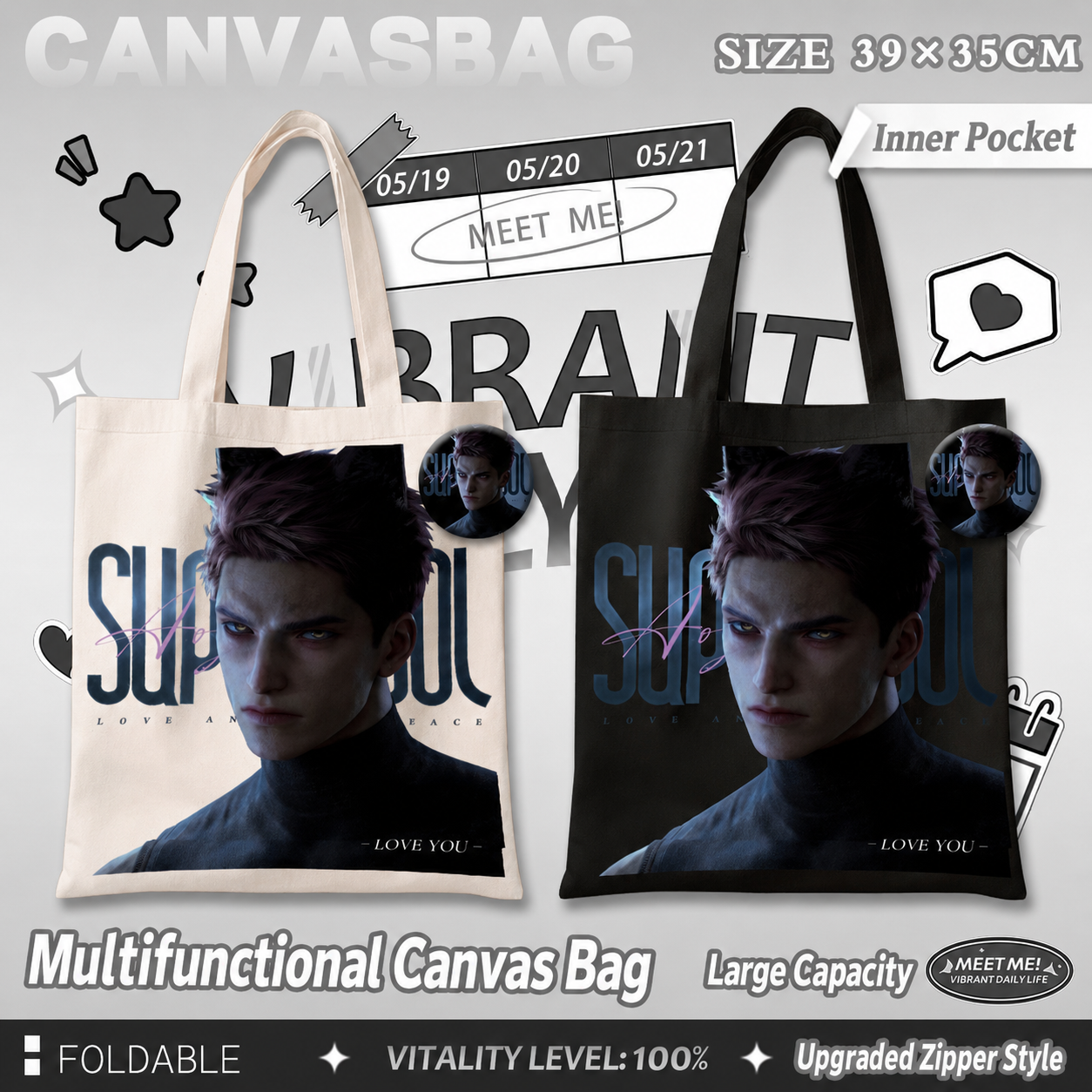 VALKO-Canvas Bag 39*35cm（15.35*13.78inch）