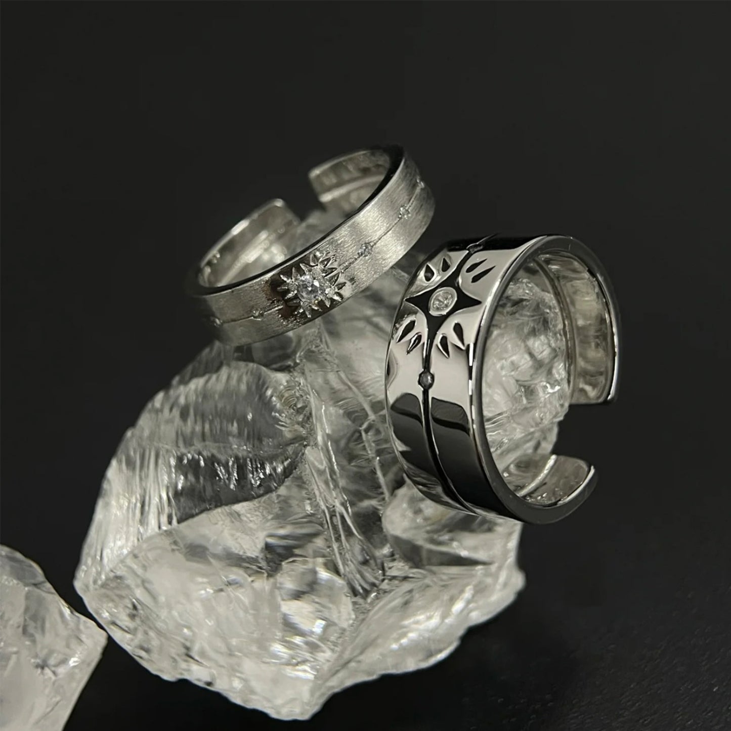 XAVIER-1 Pair lv.100 Affinity Couple's Ring, Premium Zirconia Setting Open Ring(6 US Size, Can Be Adjusted 6 to 9)