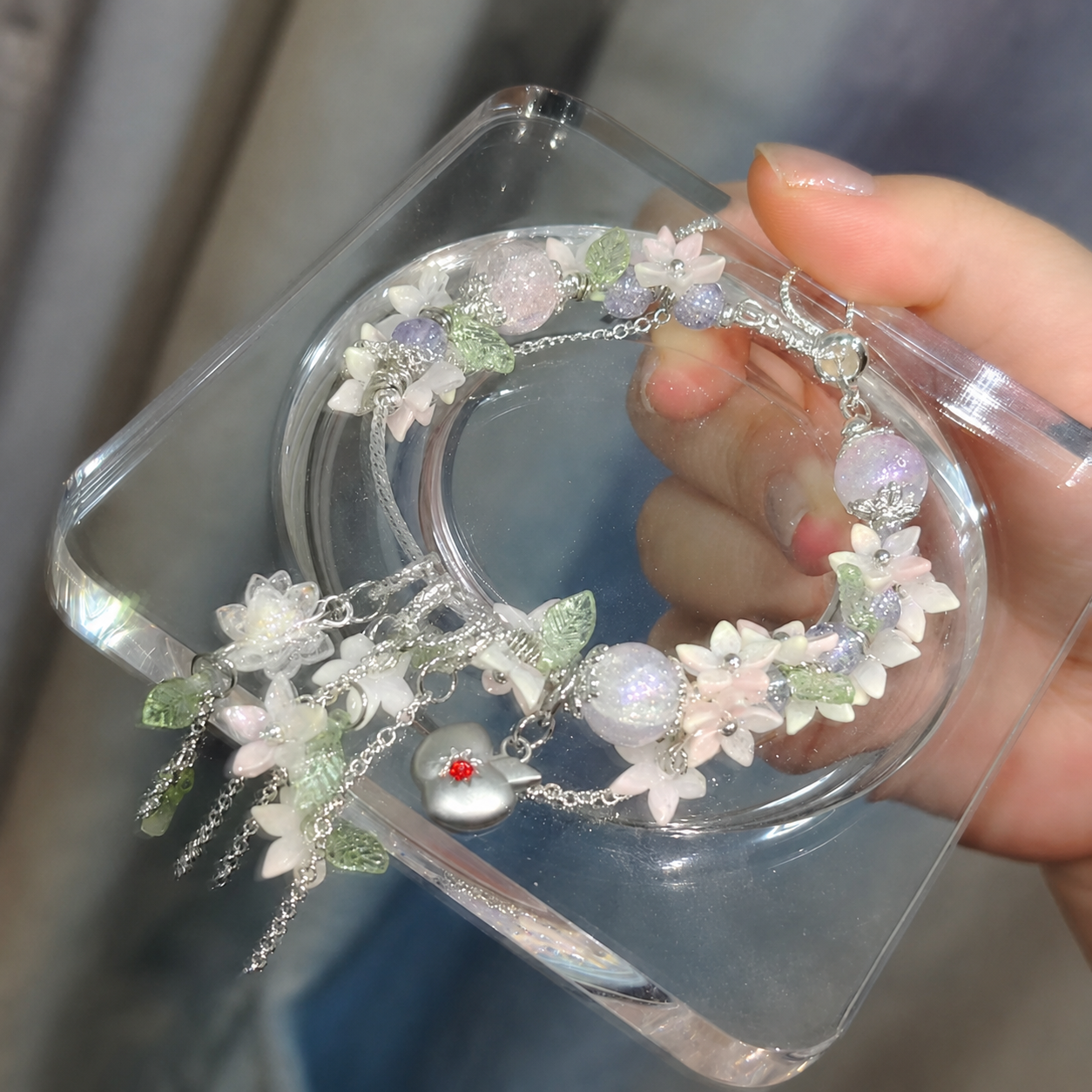 CALEB-Floating Floraletter Concept Bracelet （Adjustable）