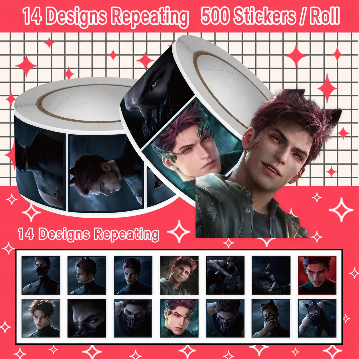 VALKO-Stickers(14 Designs, Total 500Pcs)