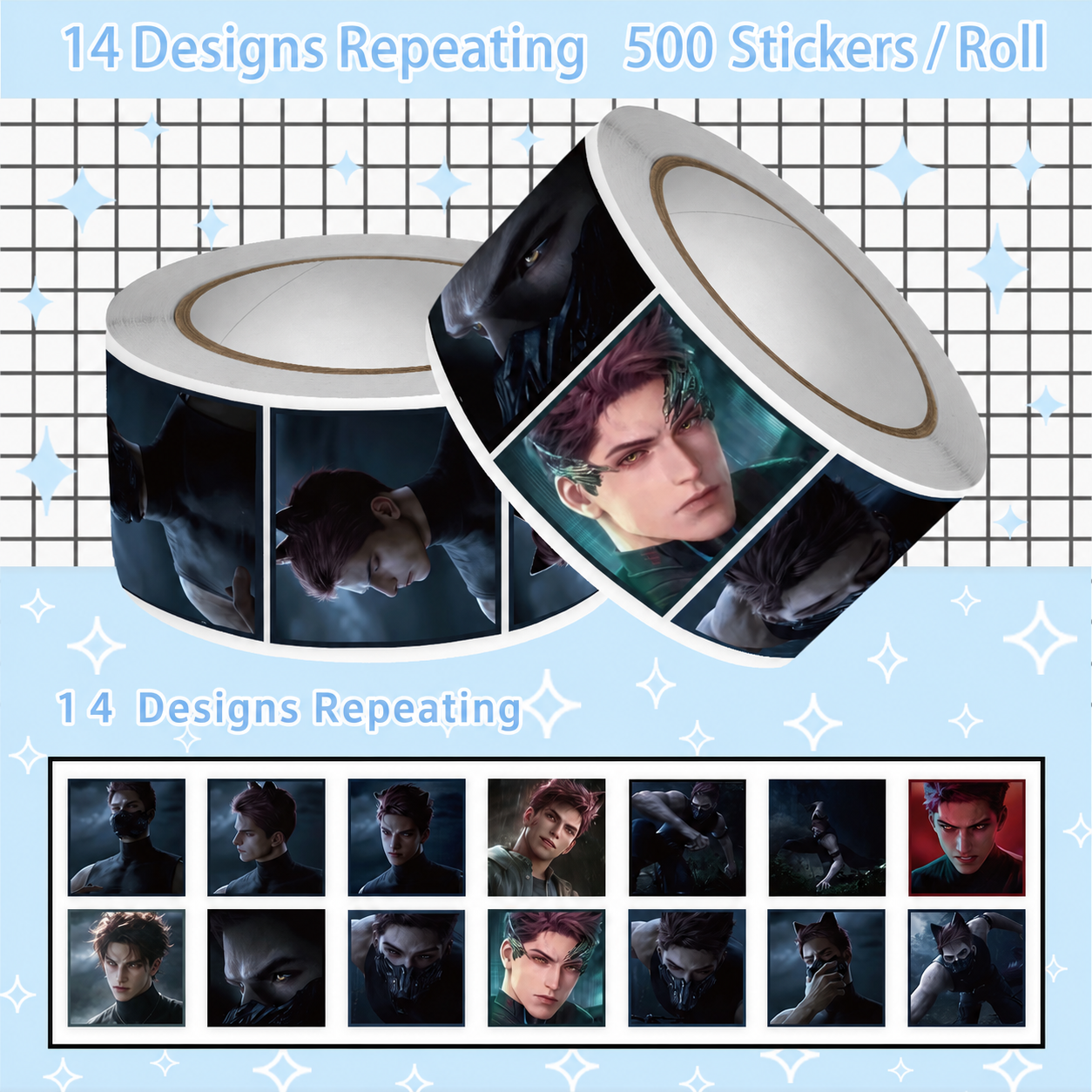 VALKO-Stickers(14 Designs, Total 500Pcs)