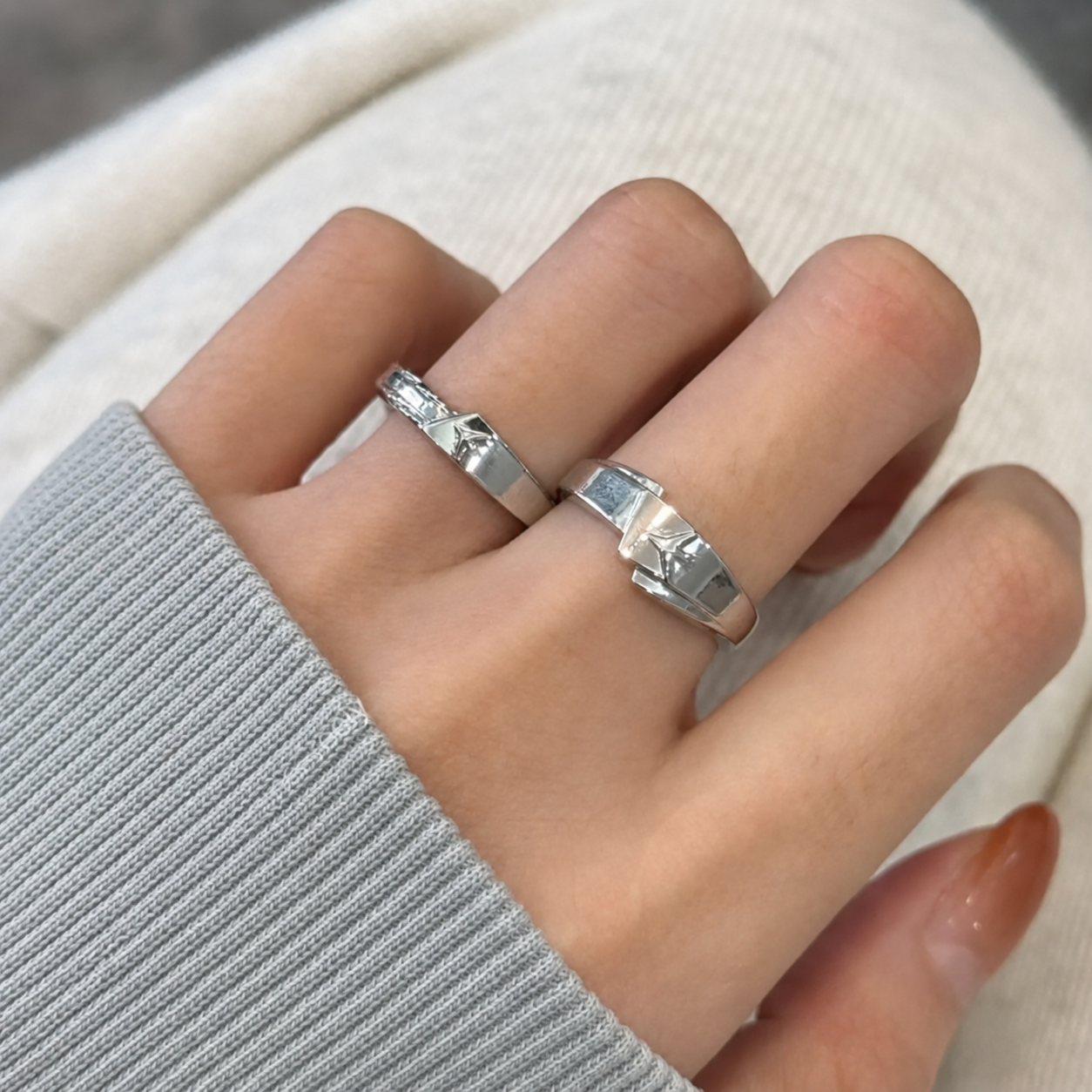 CALEB-LV.100 Affinity Couple Rings, Open Ring(Adjustable, Can Be Adjusted 6 to 9)